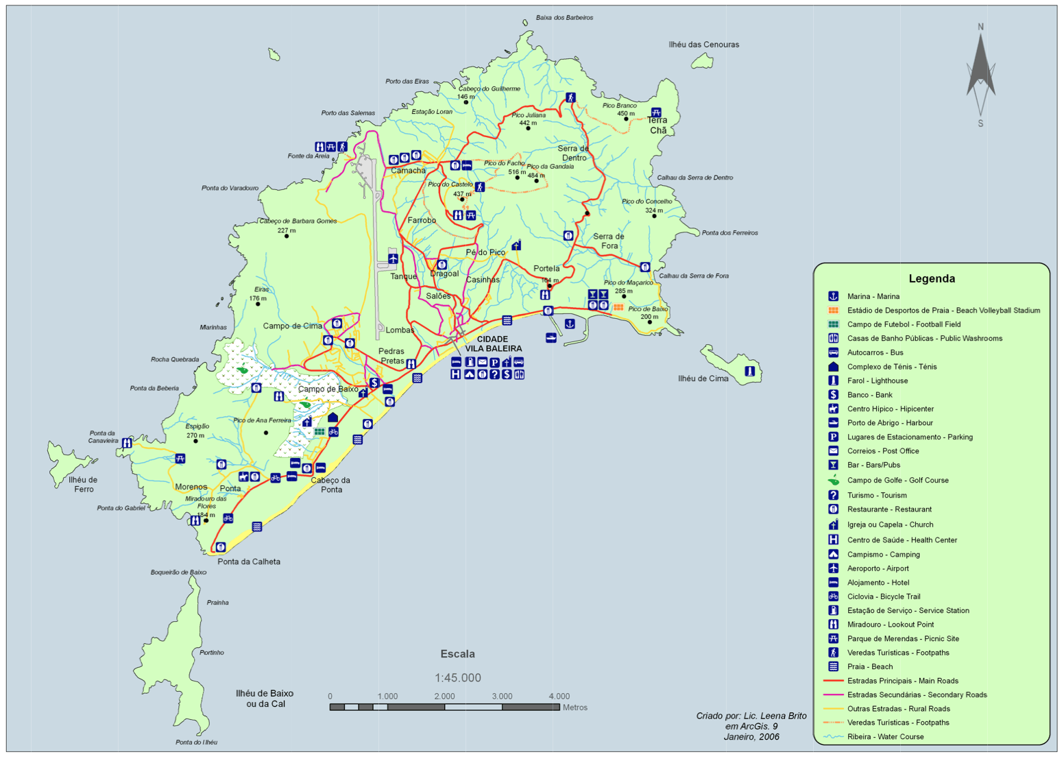 Mapa da ilha de Porto Santo