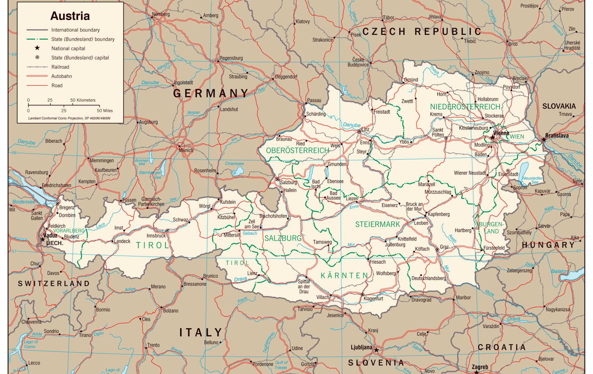 Mapa da Áustria