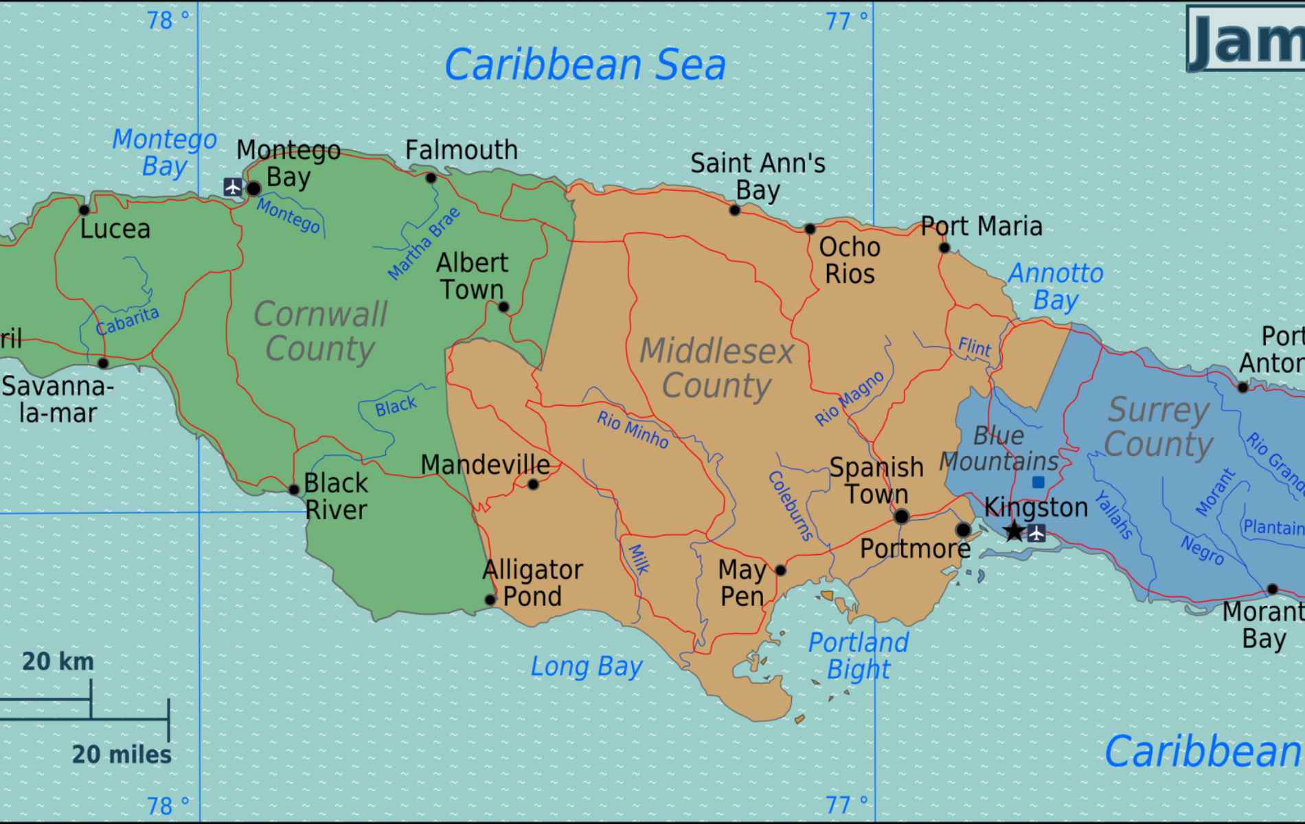 Mapa da Jamaica
