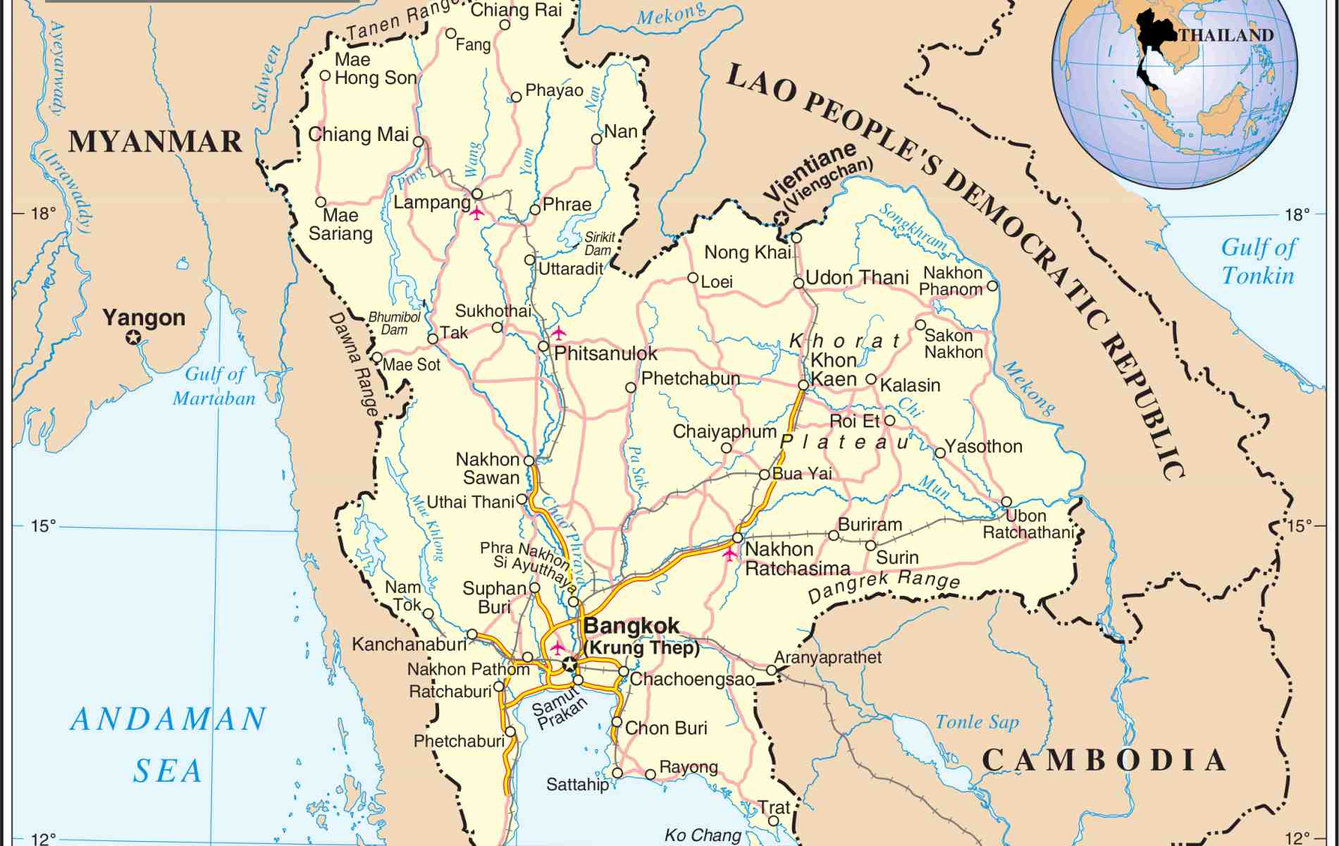 Mapa da Tailândia
