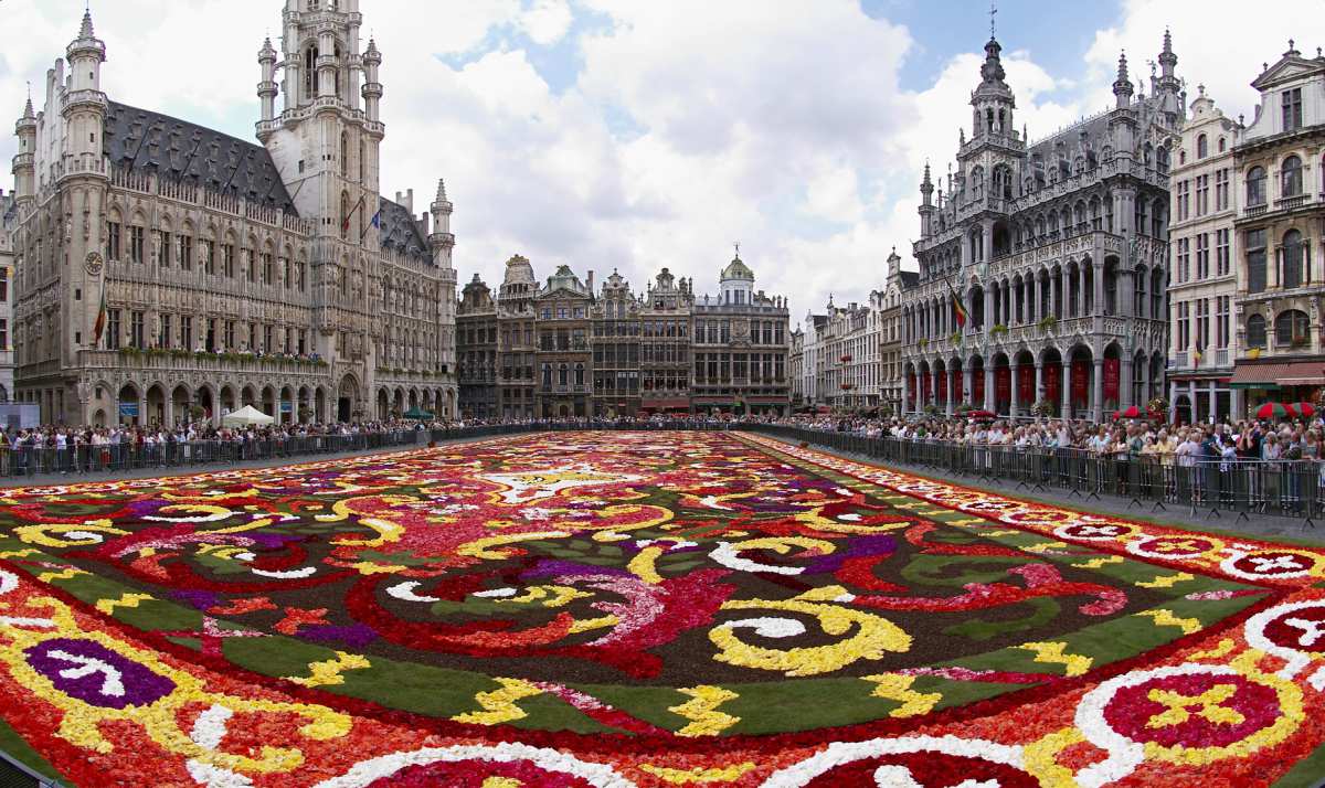 Tapete florido na Grand Place - Bruxelas