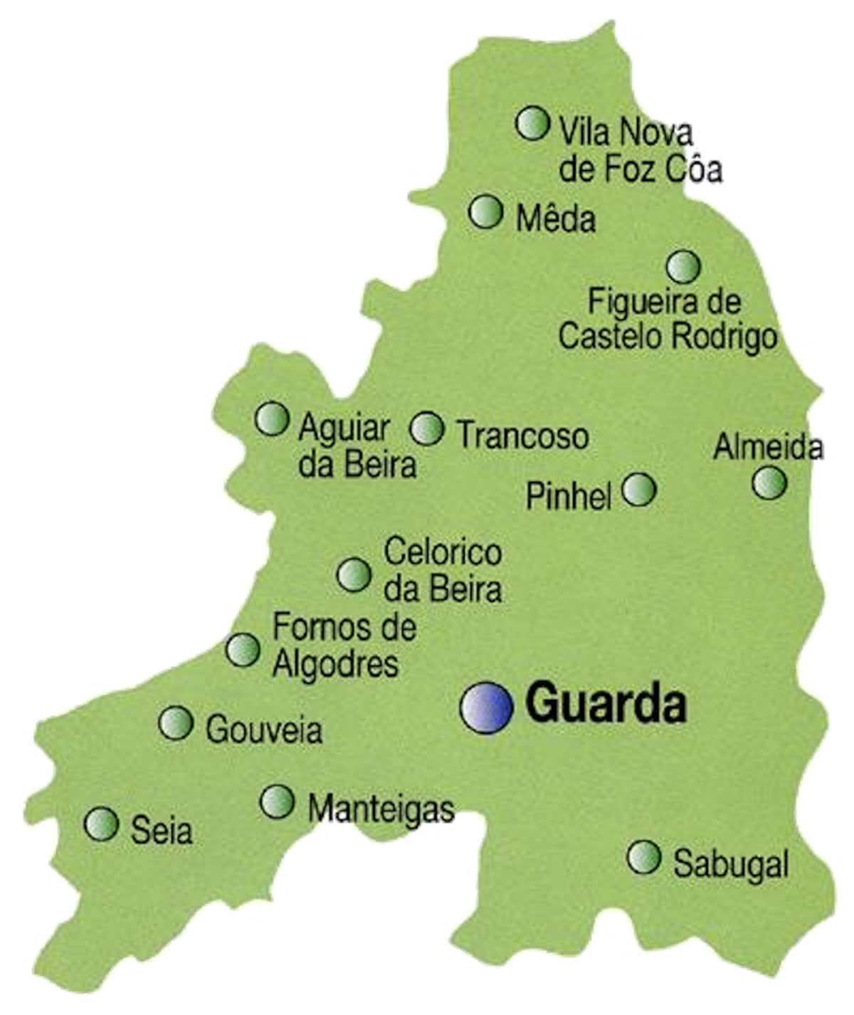 Mapa distrito Guarda