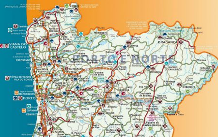 Distritos de Portugal: Viana do Castelo, Braga, Bragança, Vila Real e Porto